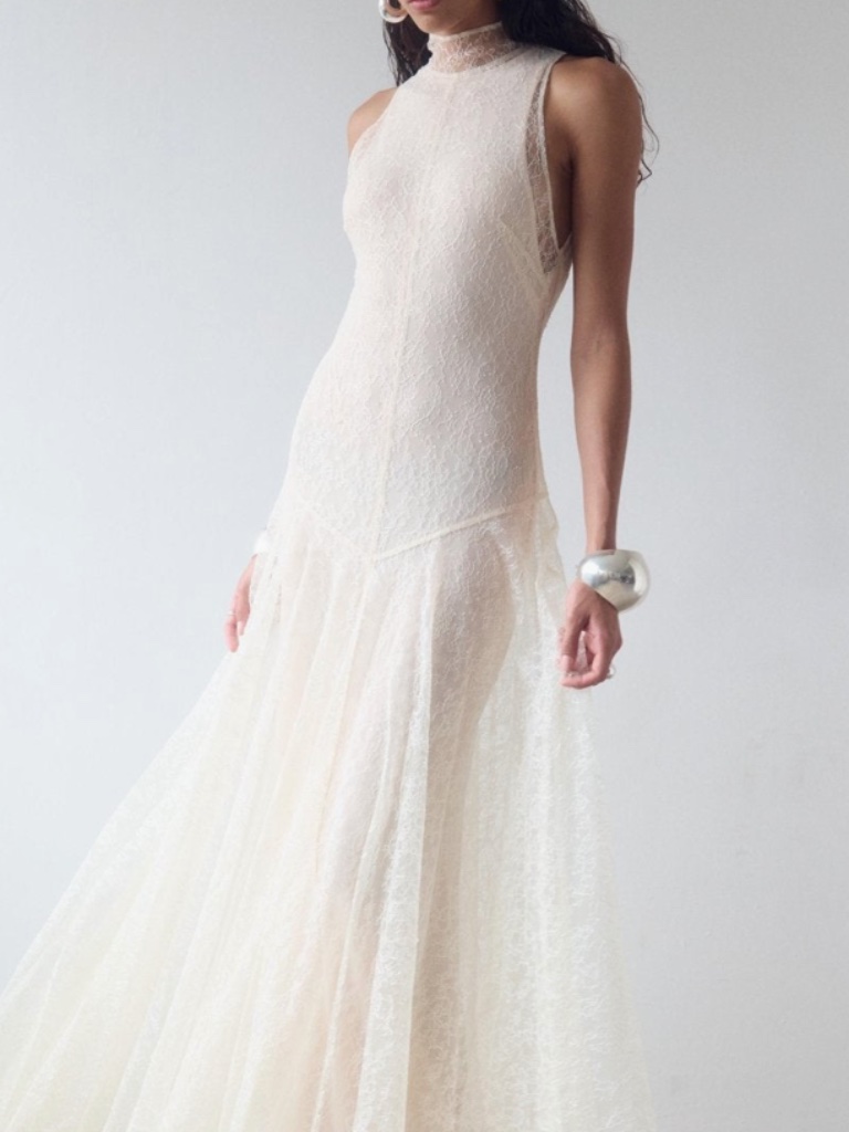 De La Vali Foehn Maxi Dress In Cream Lace